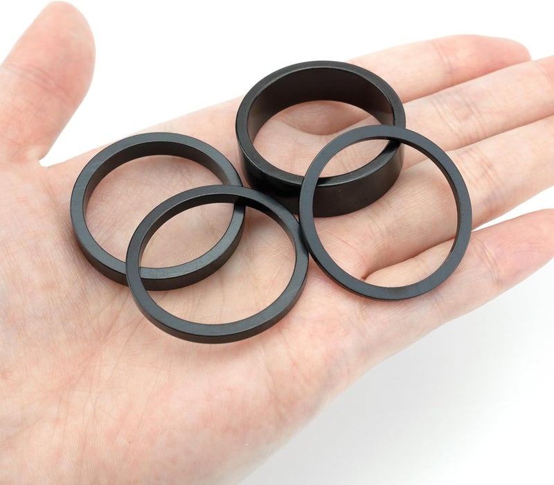 Quacc 6 PCS Headset Spacers 1 1/8" Aluminum Alloy Bike Headset Spacers for MTB BMX Road Bikes 2mm 3mm 5mm 10mm (Black) - Image 4